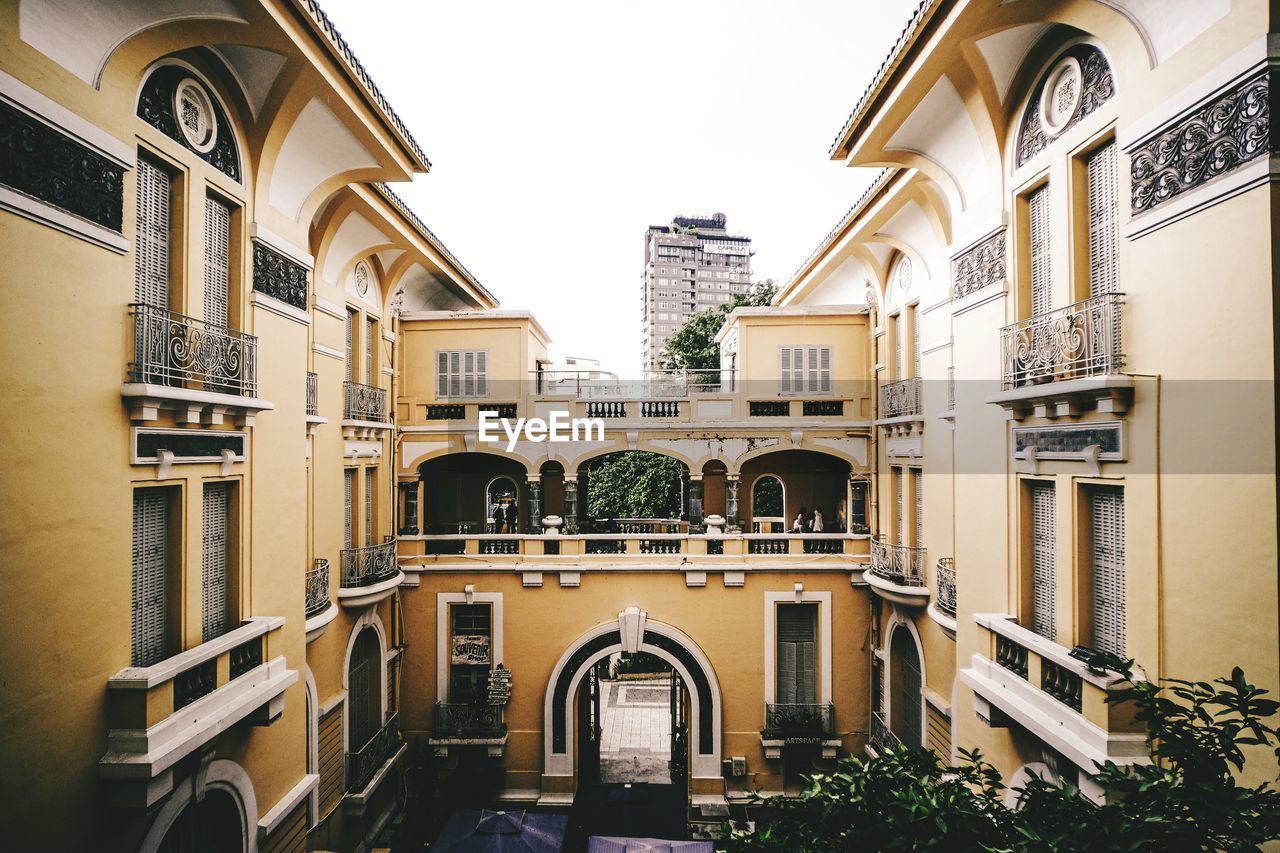 Facade of historic building in city