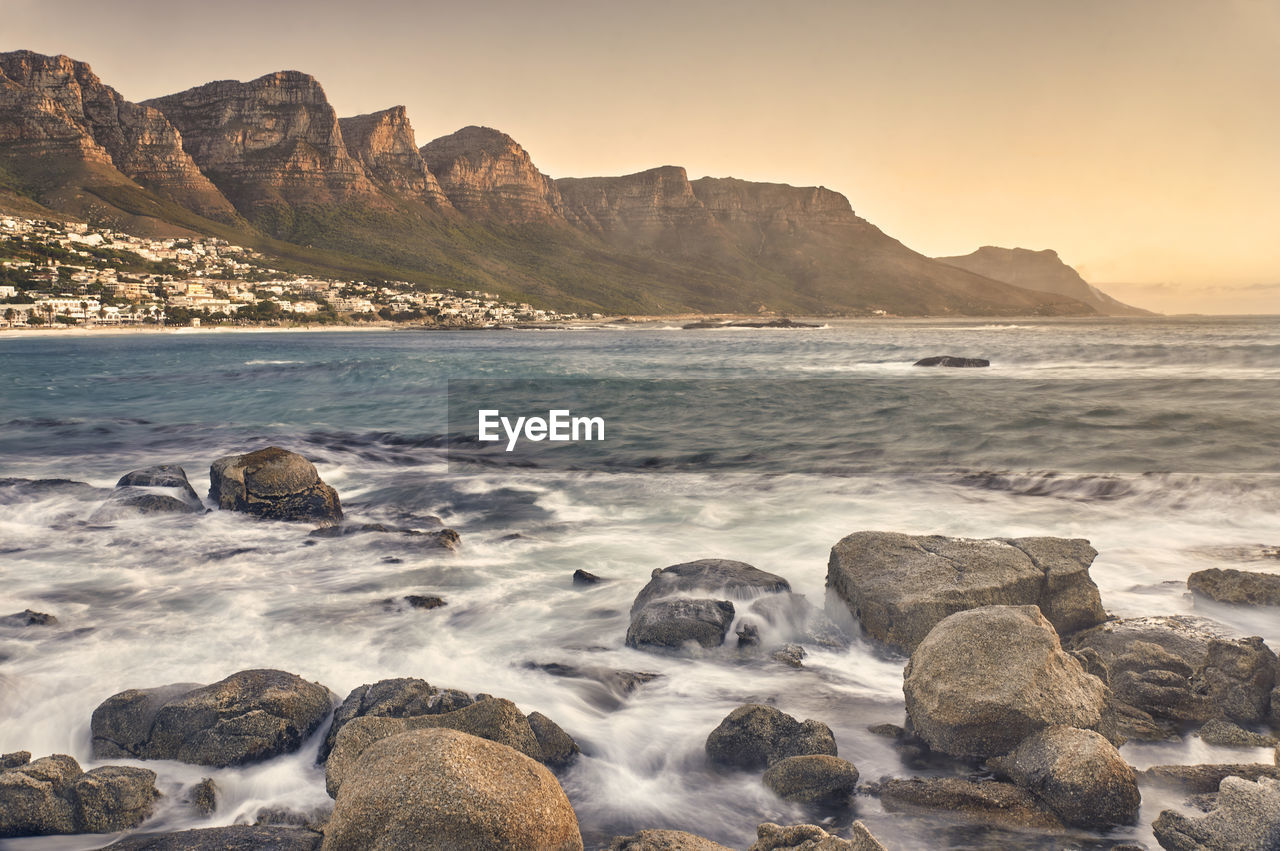 Scenic view of sea against clear sky