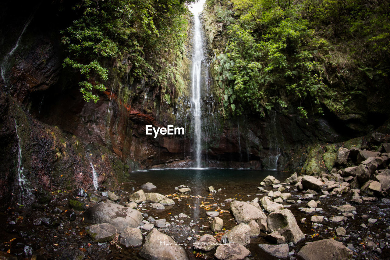 Scenic view of waterfall