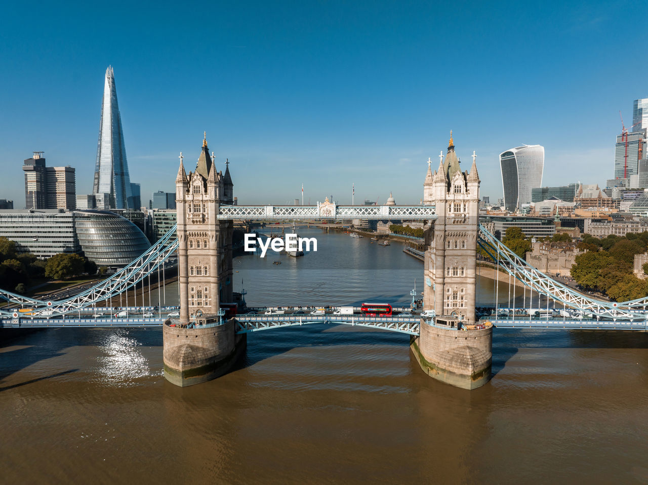 Aerial panoramic cityscape view of london and the river thames