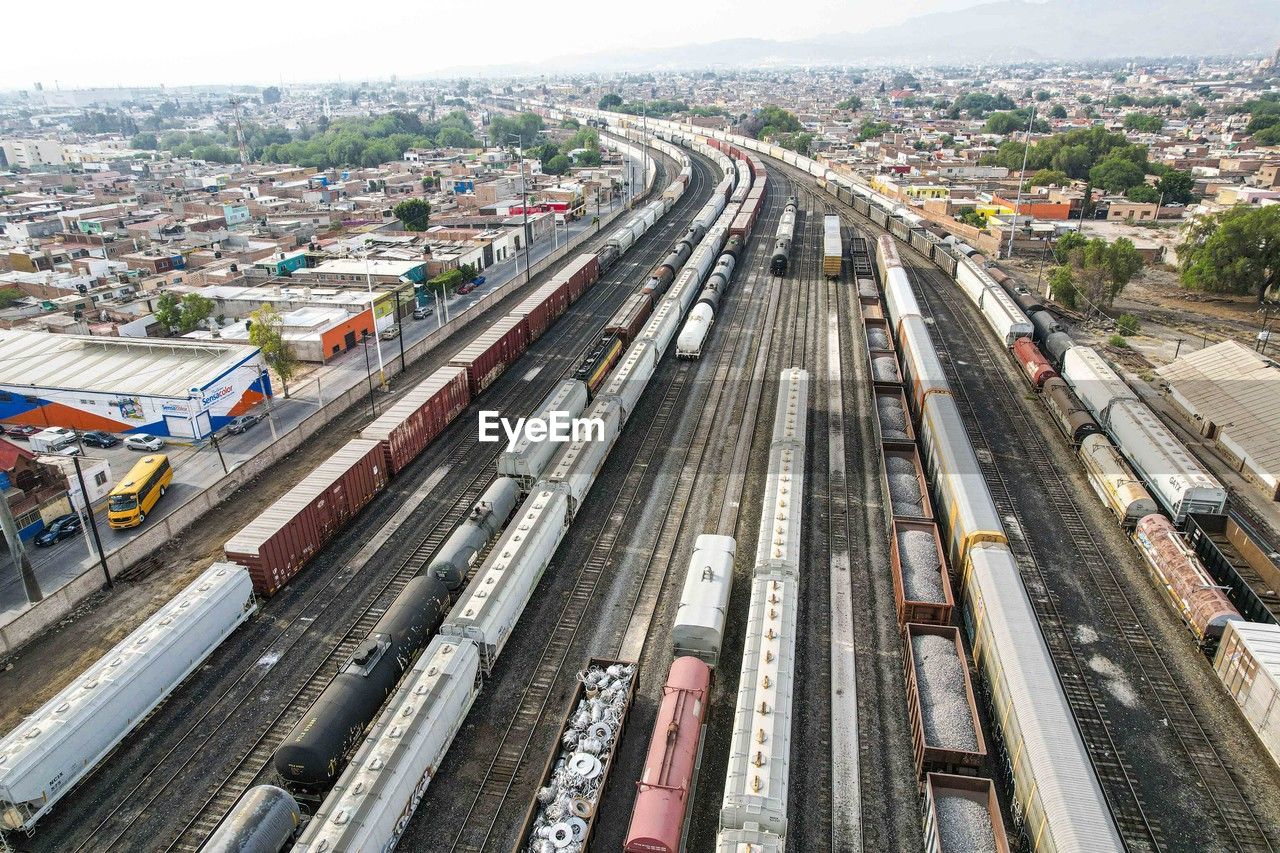 high angle view of railroad tracks