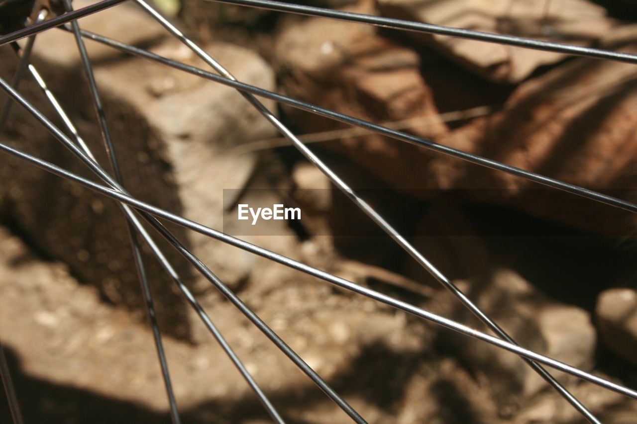 Close-up of bike tire rim