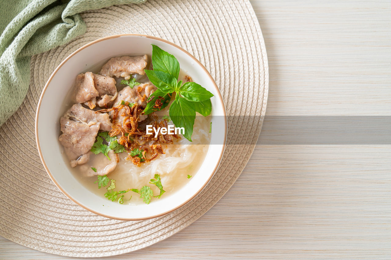 close-up of food in bowl on table