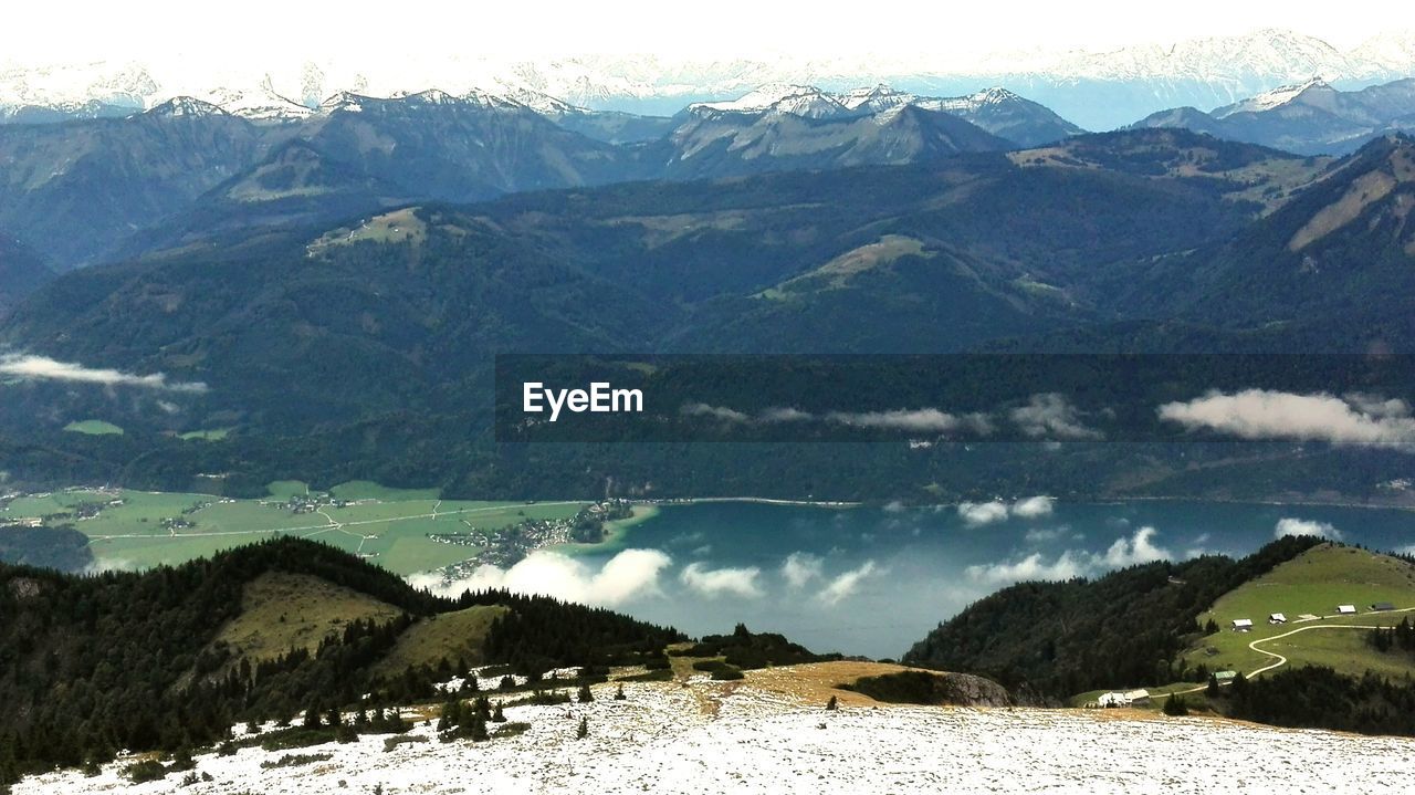 SCENIC VIEW OF MOUNTAINS AGAINST CLOUDY SKY