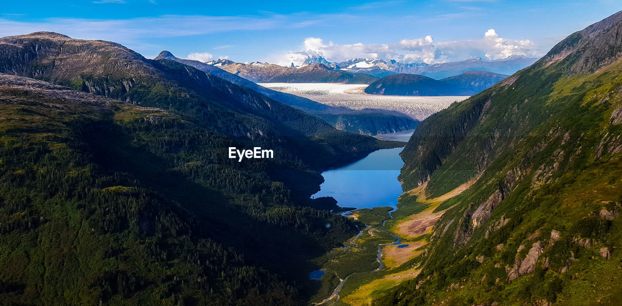 Scenic view of mountains against sky