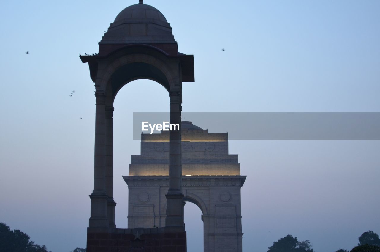 Low angle view of built structure against clear sky