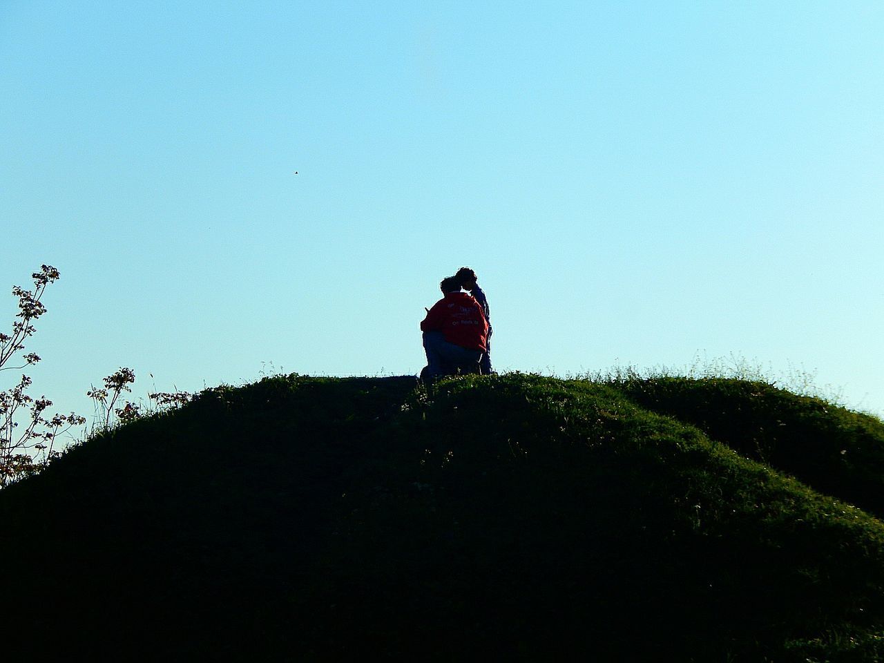 REAR VIEW OF WOMAN AGAINST CLEAR SKY