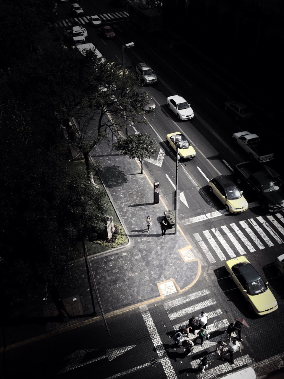 High angle view of city street