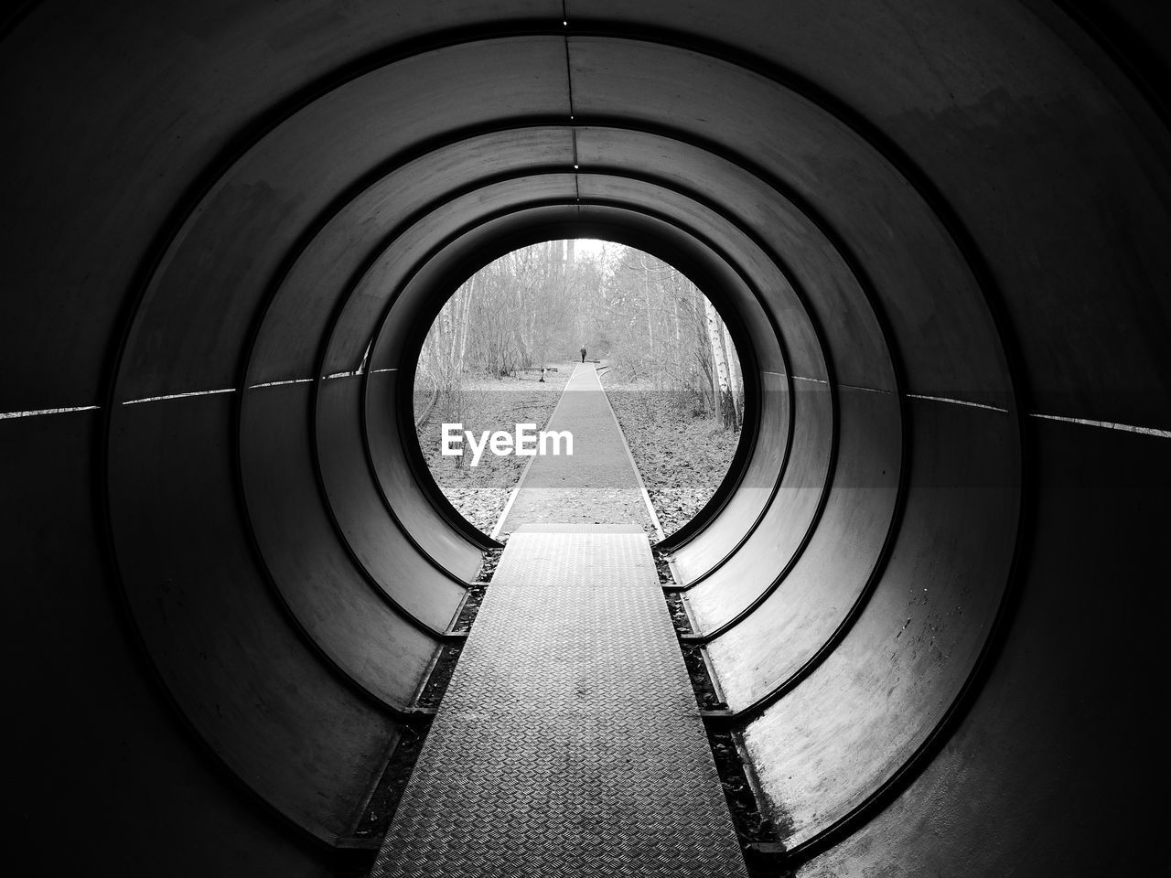 View of pedestrian walkway tunnel