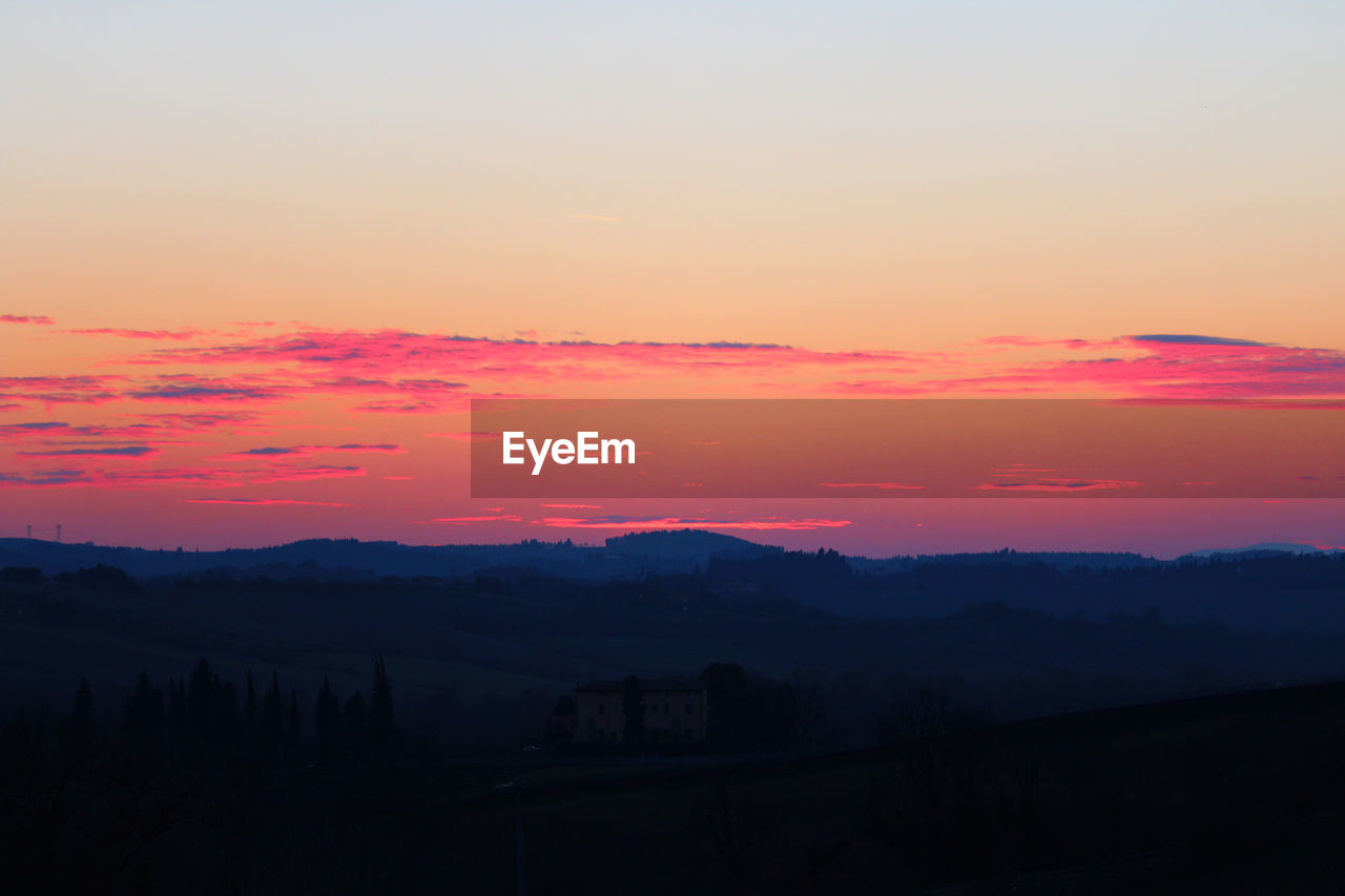 Landscape against sky during sunset