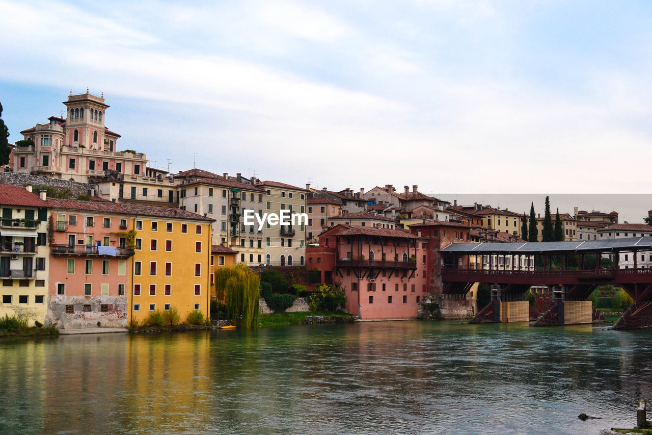 River by city against sky