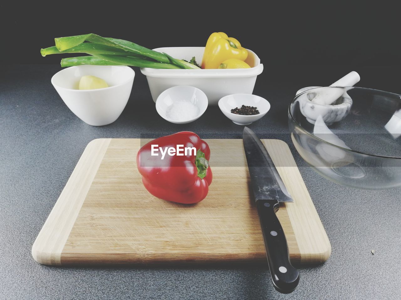 CLOSE-UP OF BREAKFAST SERVED ON CUTTING BOARD ON TABLE