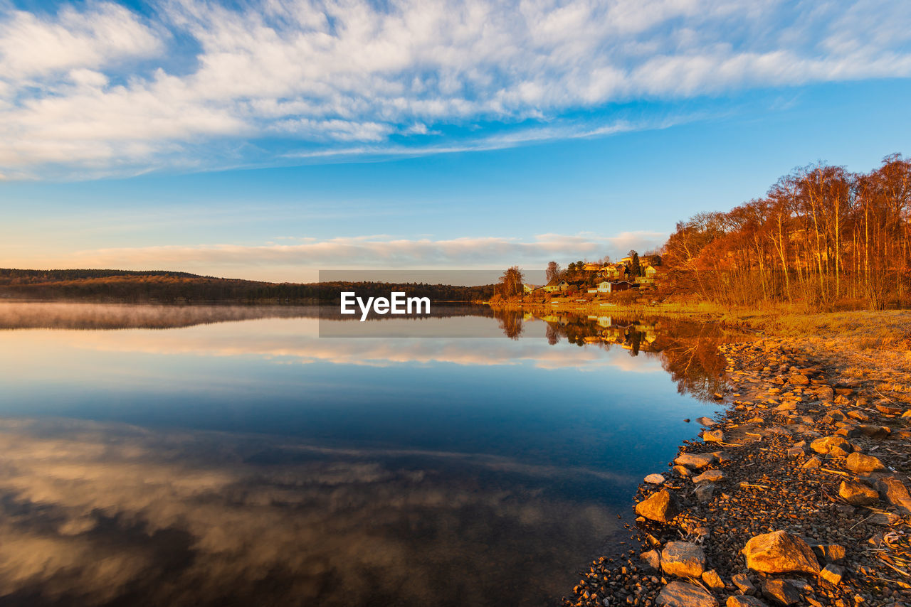 scenic view of lake during sunset