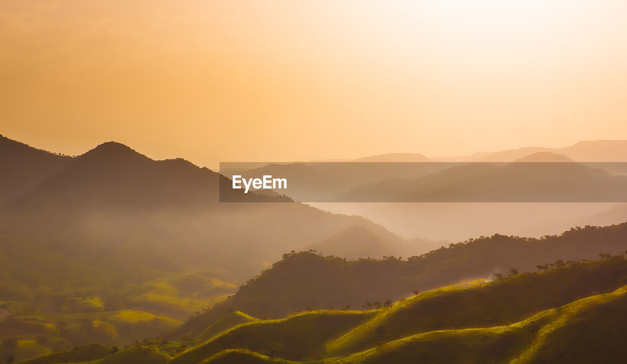 Misty countryside landscape