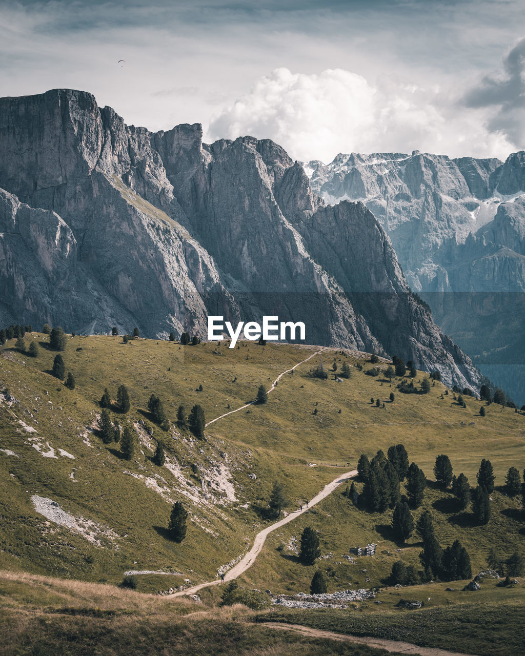 Scenic view of landscape and mountains against sky