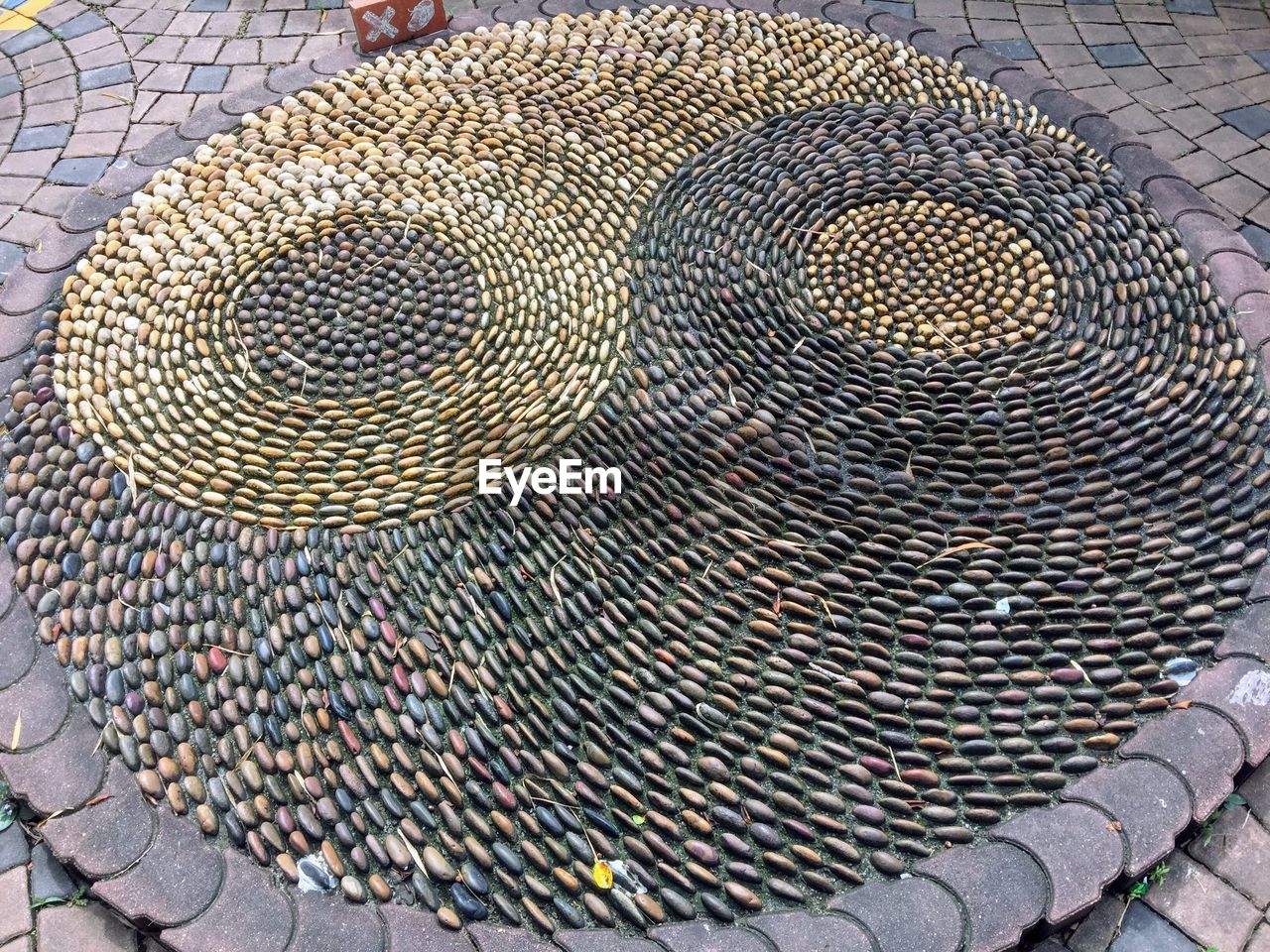 CLOSE-UP HIGH ANGLE VIEW OF PAVING STONES