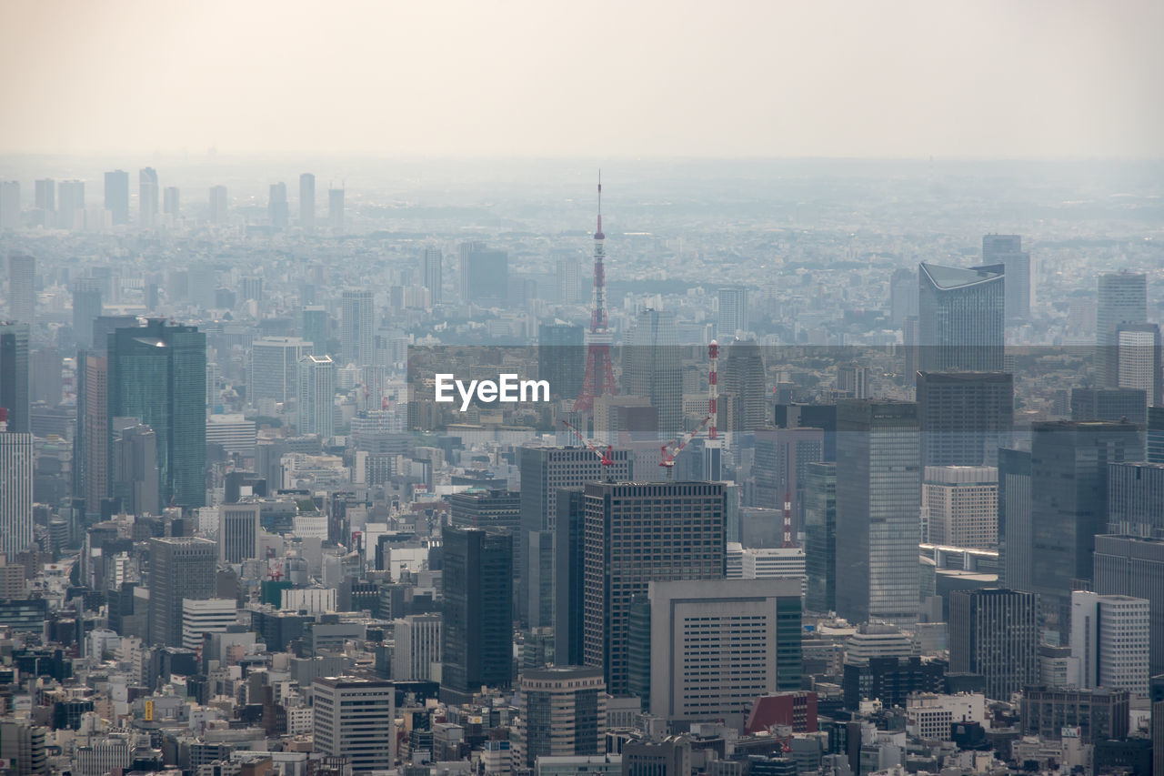 Cityscape against clear sky