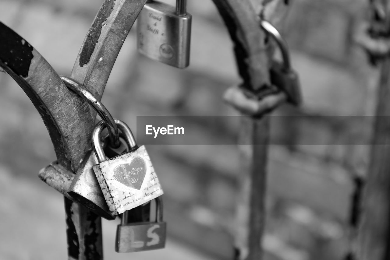 Close-up view of padlock