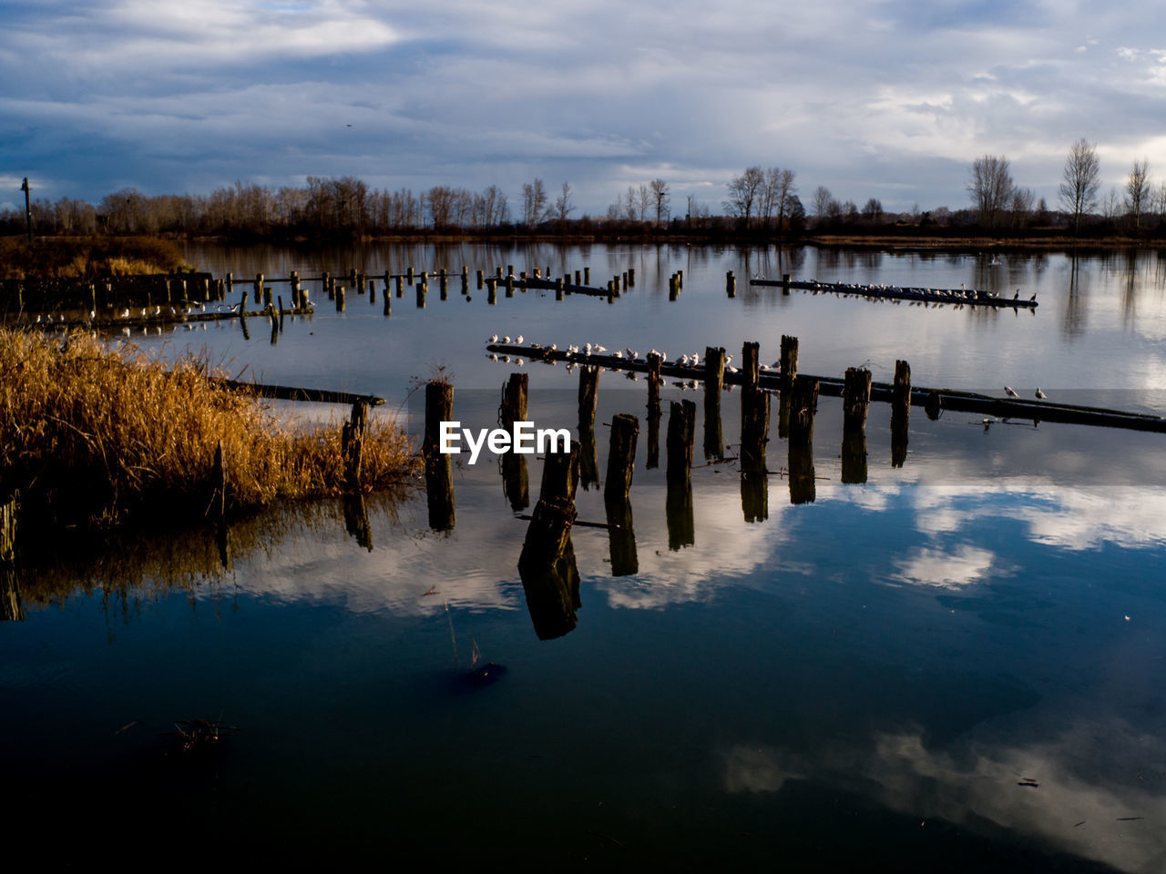 Scenic view of lake against sky