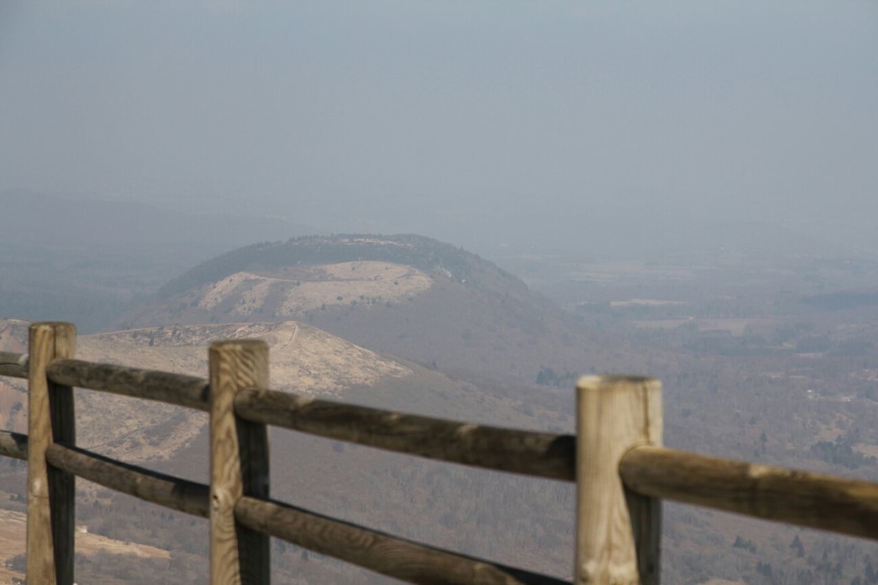 Scenic view of mountains seen from observation point against sky