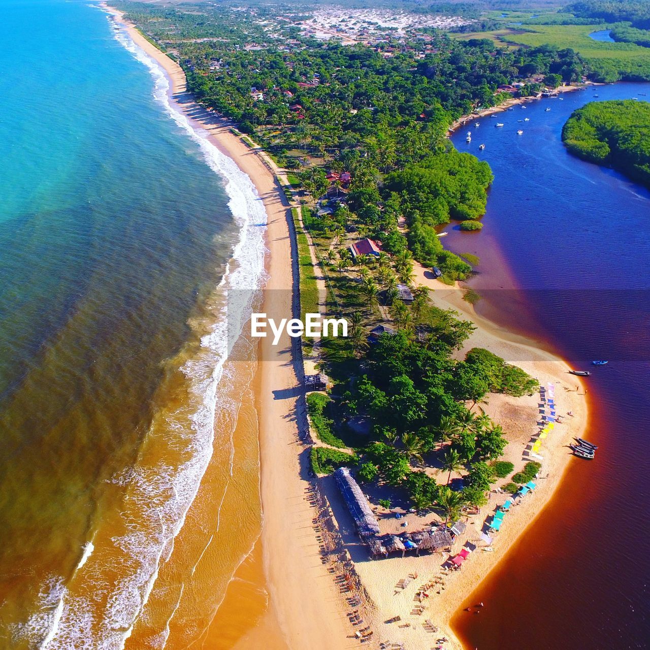 High angle view of beach