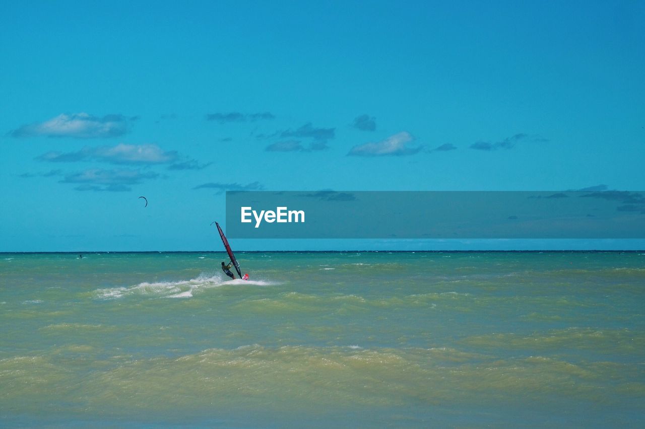 View of windsurfing in the ocean