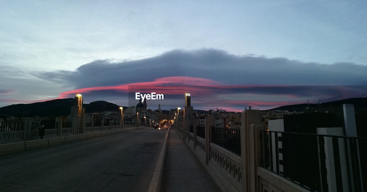 View of city at sunset