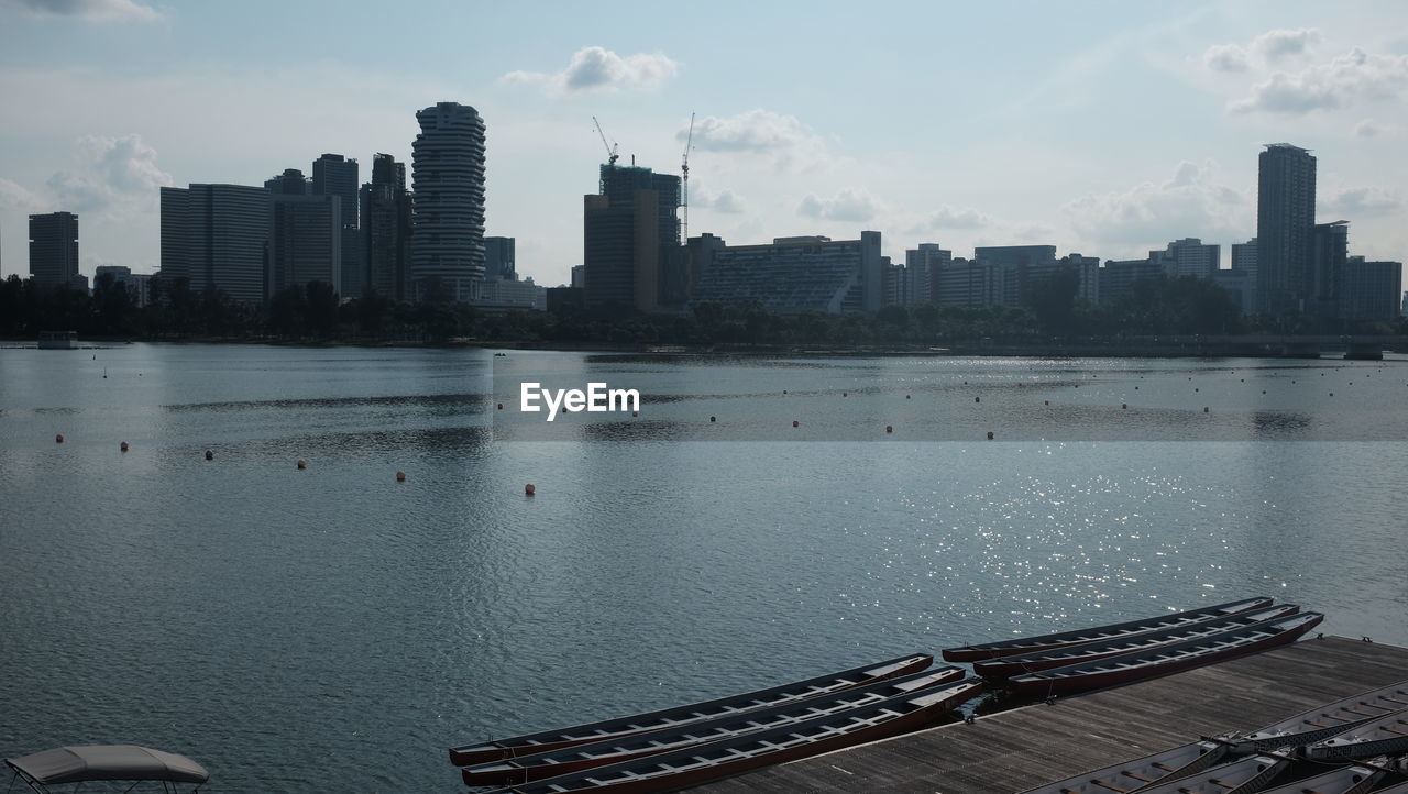 RIVER AND BUILDINGS AGAINST SKY