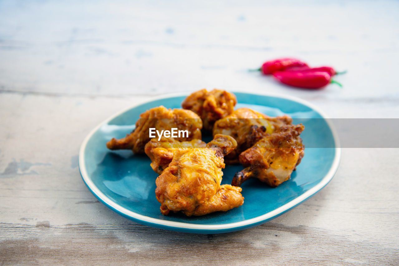 Close-up of food in plate on table