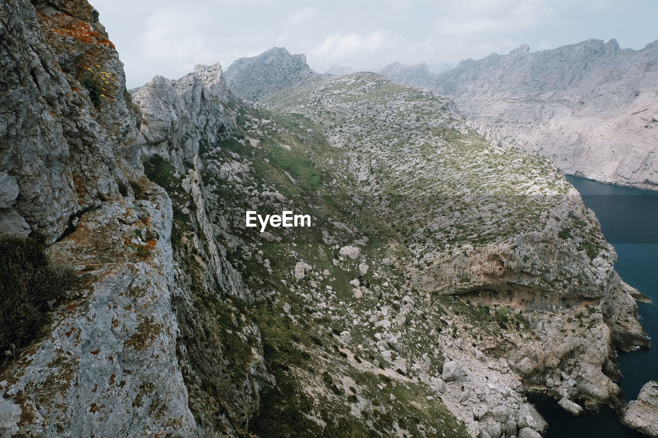 Scenic view of rock formations against sky