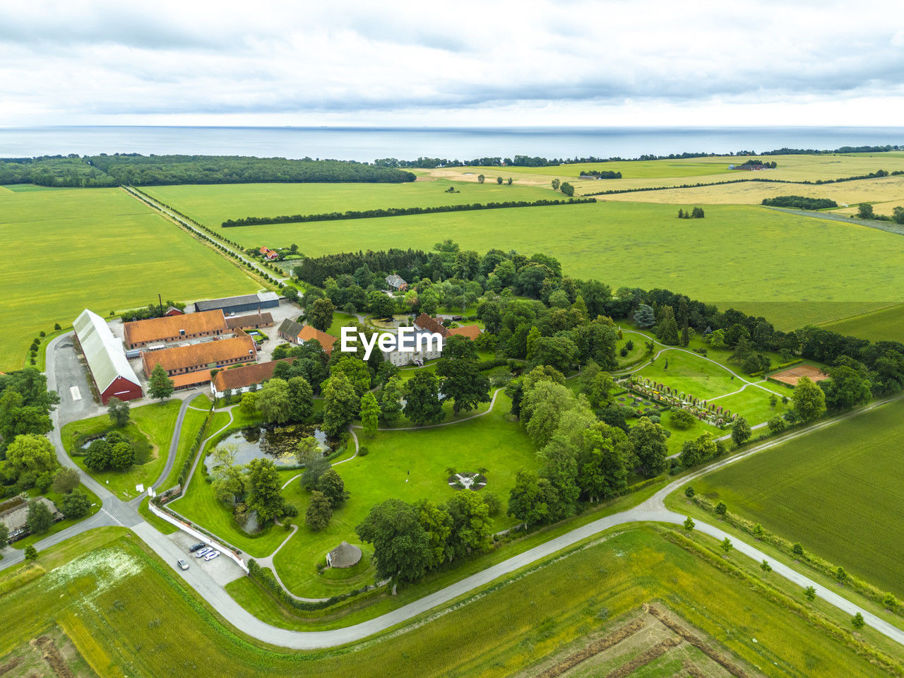 Aerial photo of corzelitze estate and park, falster, denmark