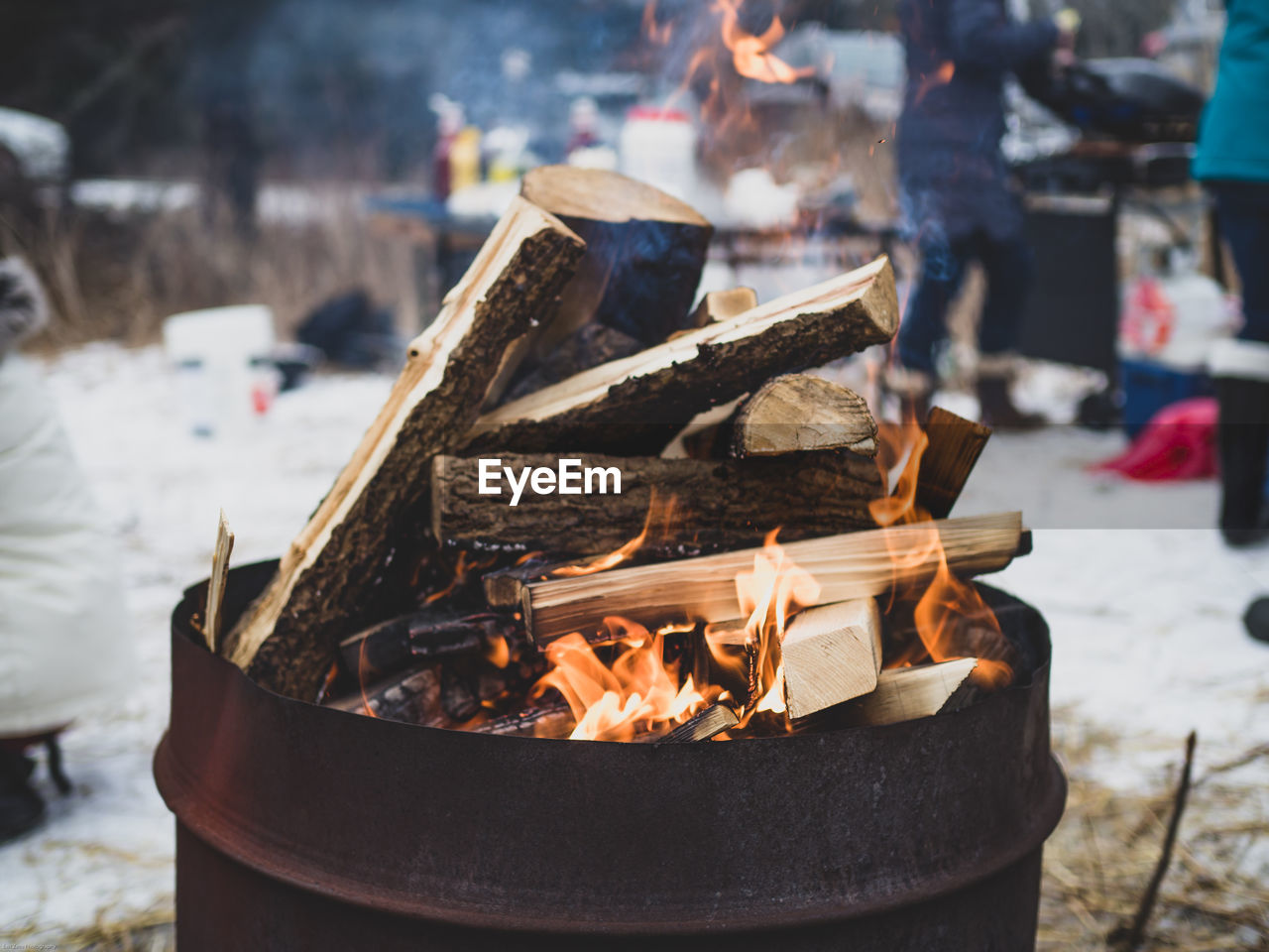 Close-up of bonfire on barbecue grill