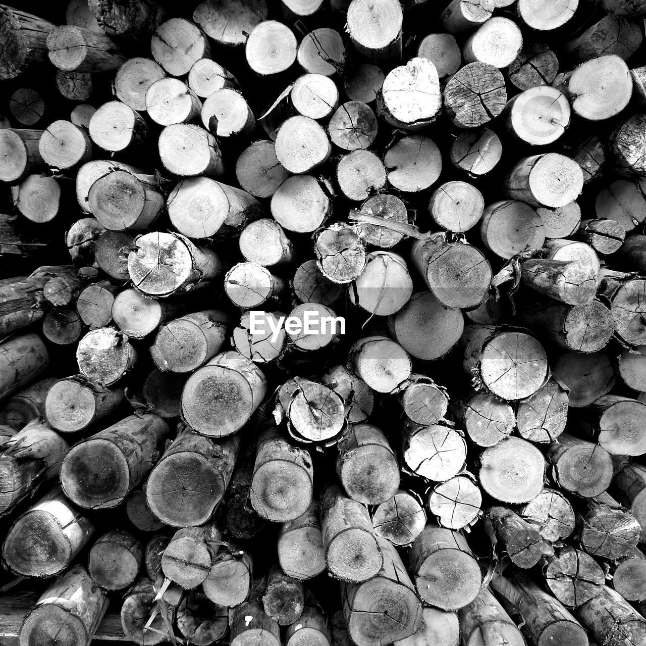 Full frame shot of stacked logs