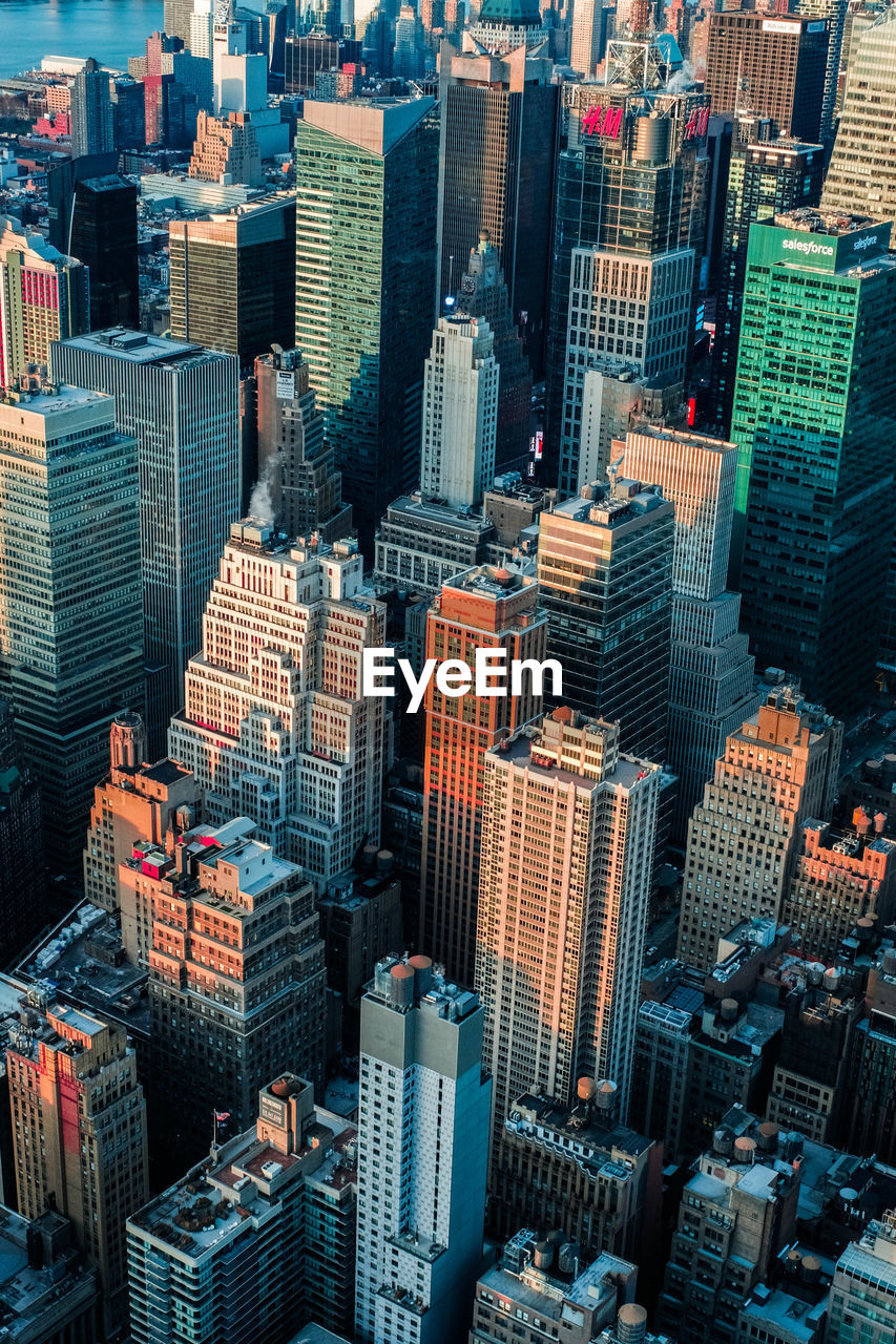 aerial view of modern buildings in city