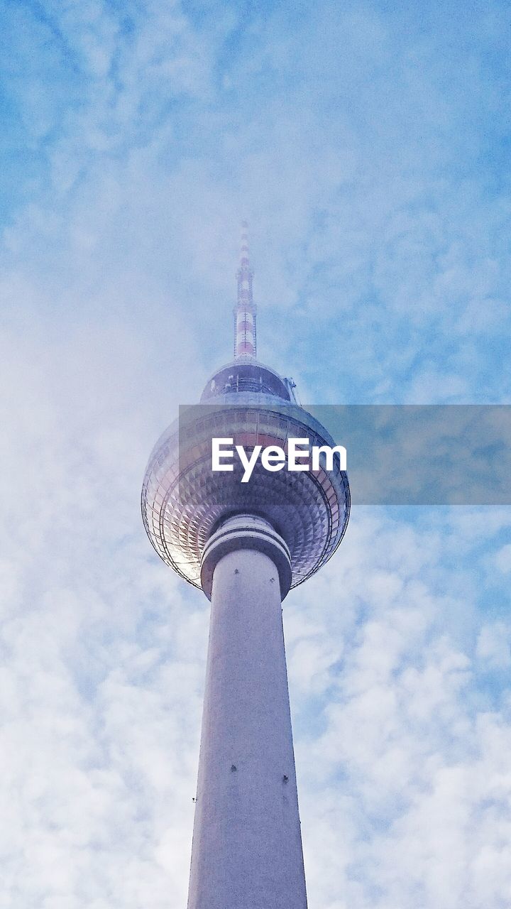 Low angle view of fernsehturm against sky