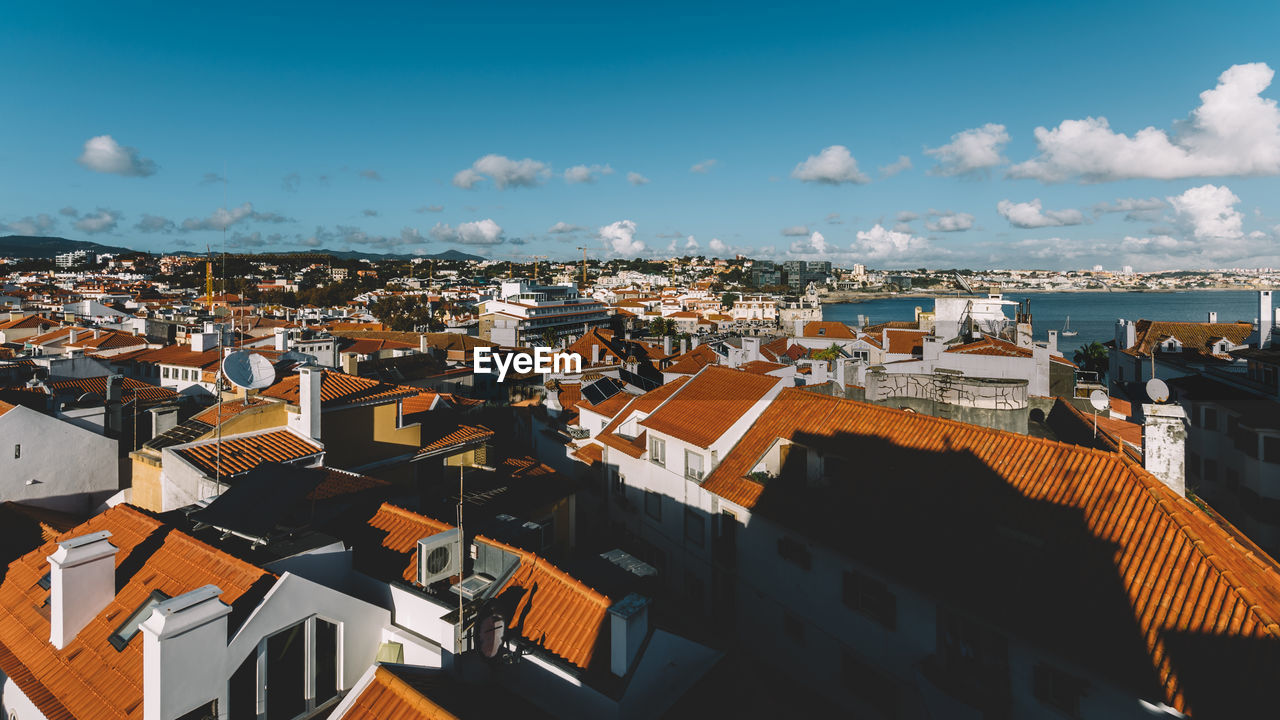 High perspective view of cascais city centre near lisbon in portugal