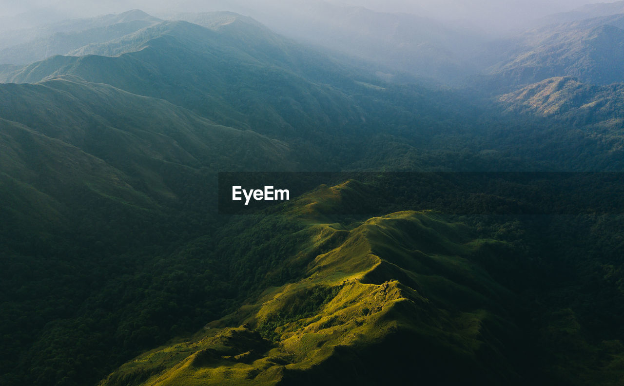 High angle view of mountain range