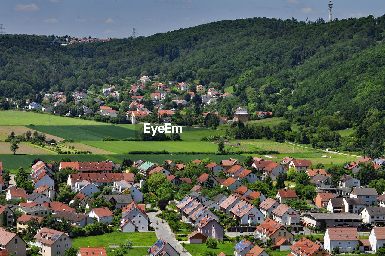 High angle shot of townscape