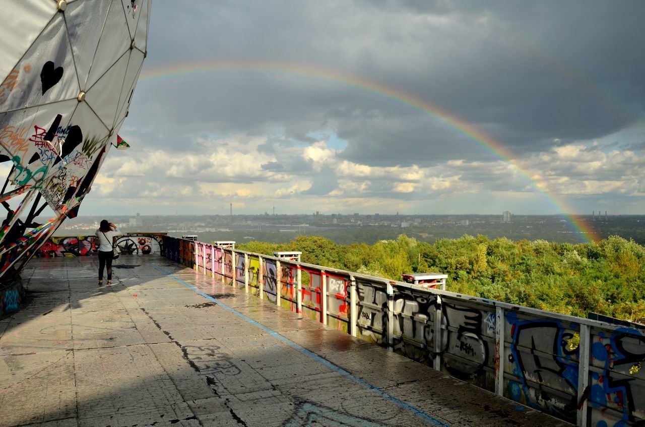 View of rainbow over landscape