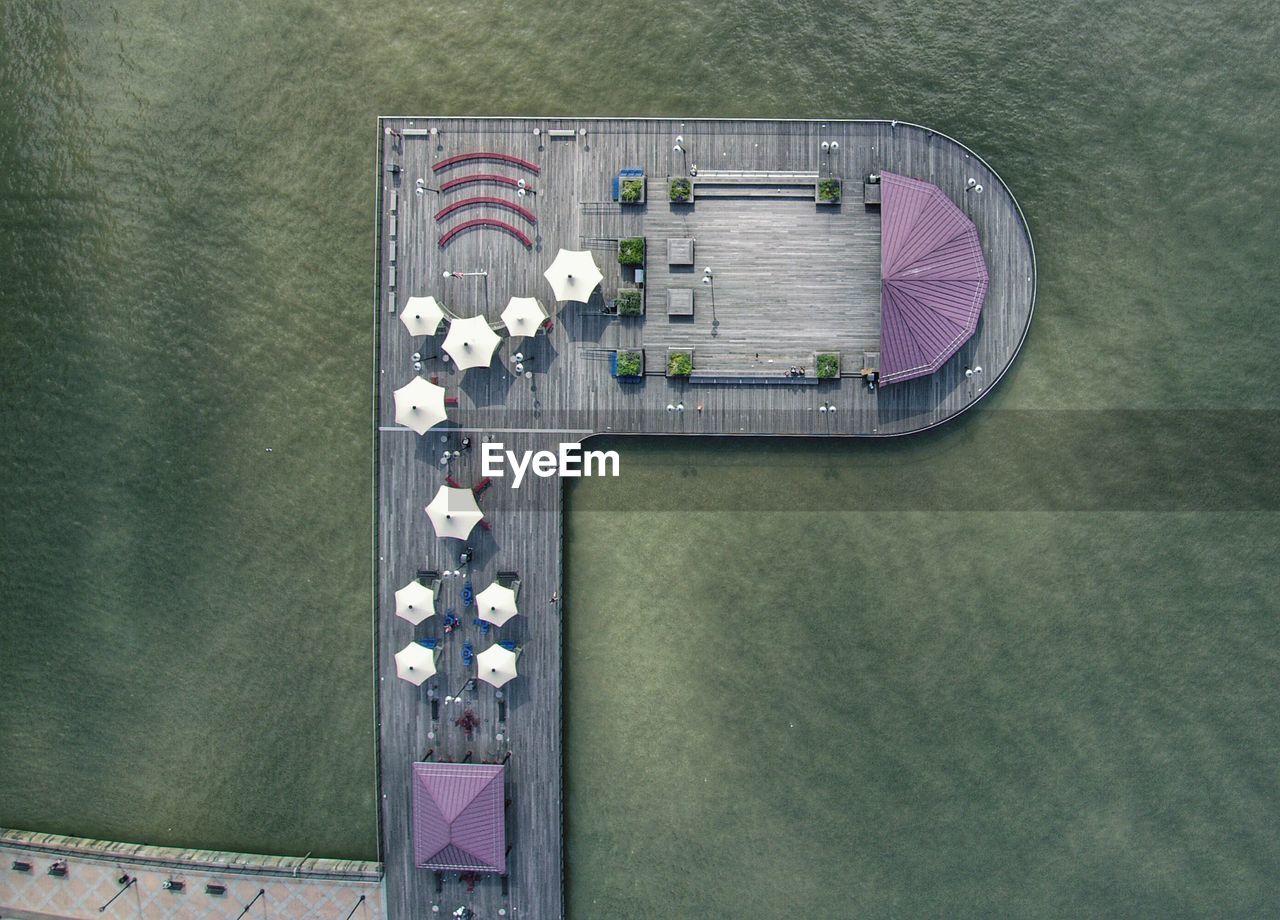 High angle view of pier