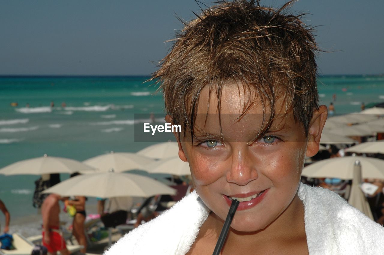 Portrait of a boy on beach