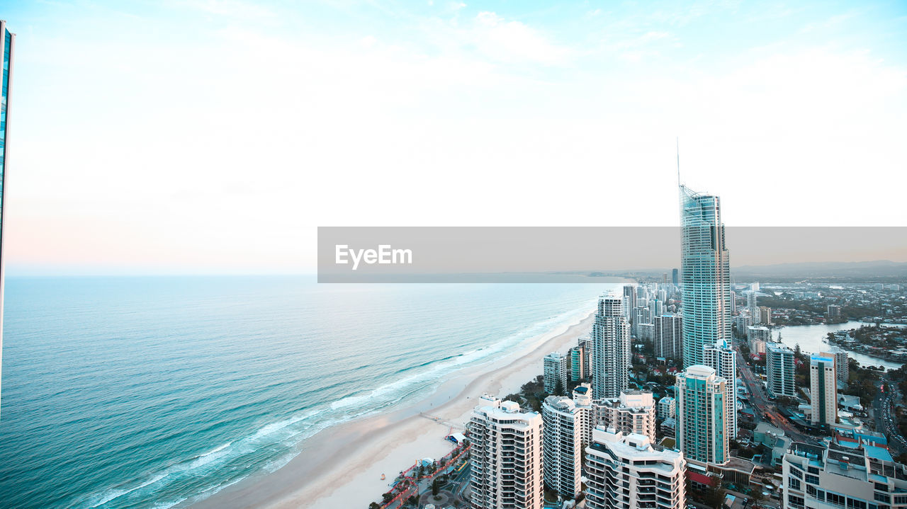 Aerial view of the gold coast waterfront