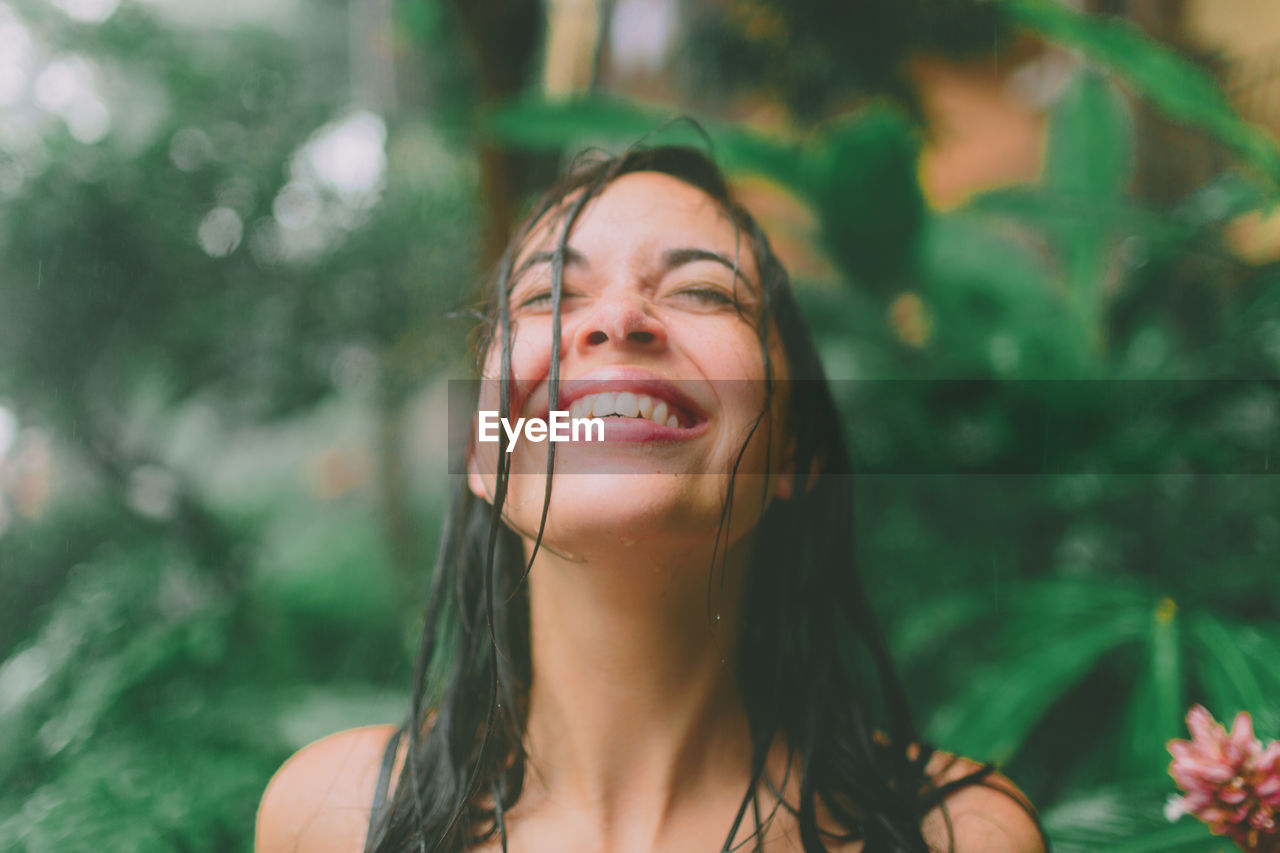 Close-up of woman with wet hair