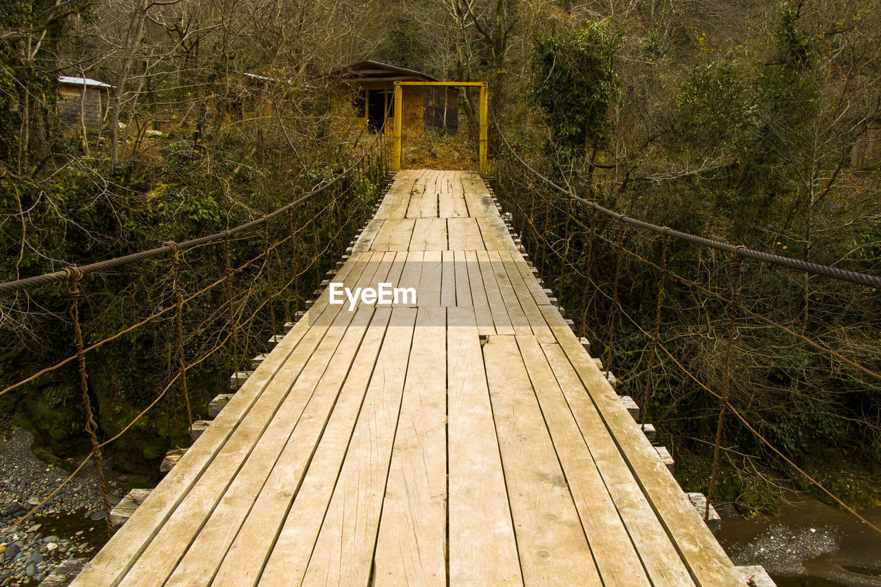 Wooden bridge, winter nature and big bridge in georgia