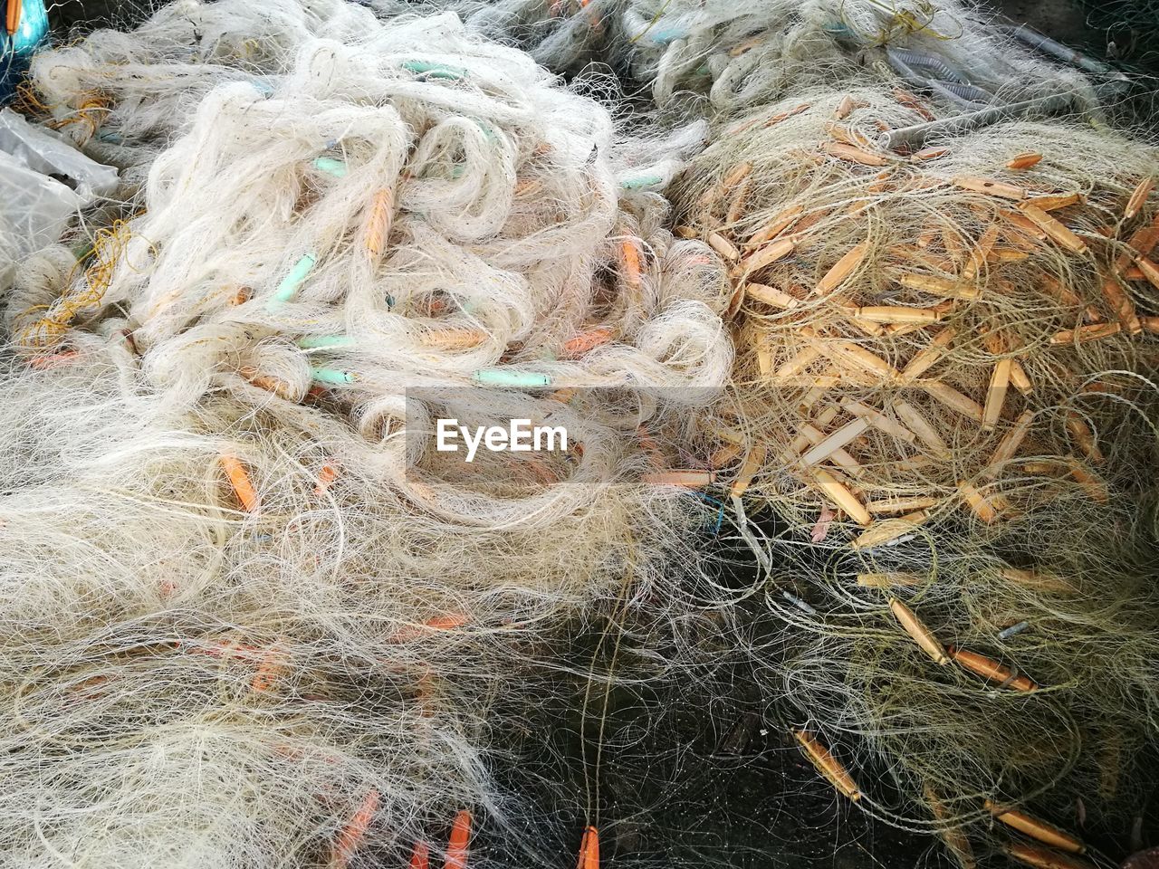 High angle view of fishing net