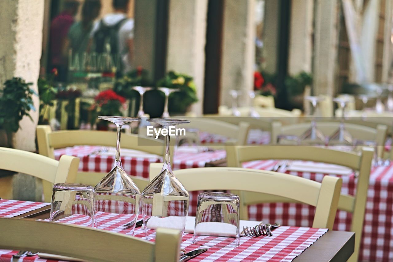 Chairs and tables in restaurant