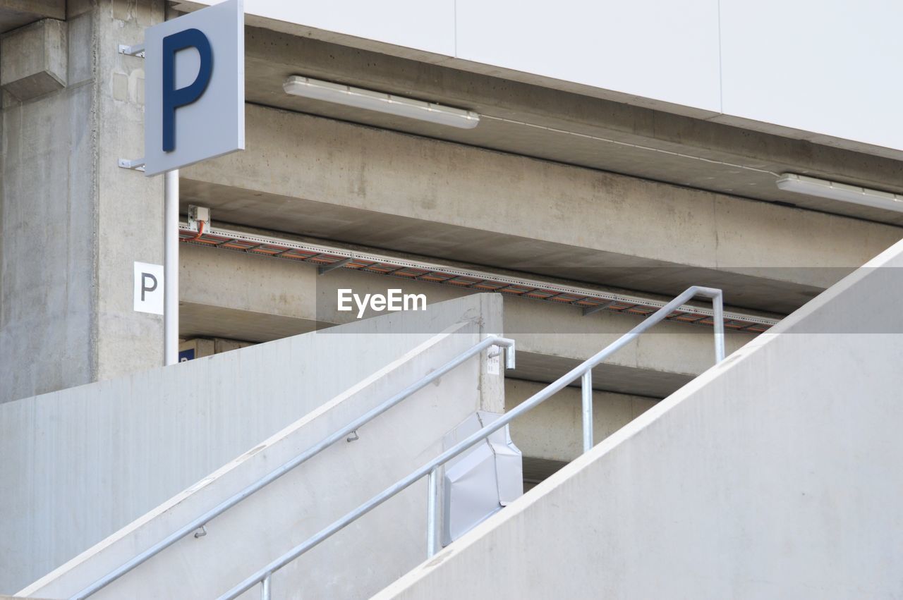 Low angle view of text on building