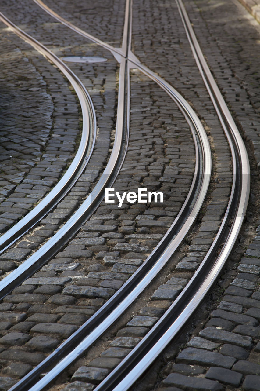 High angle view of railroad track