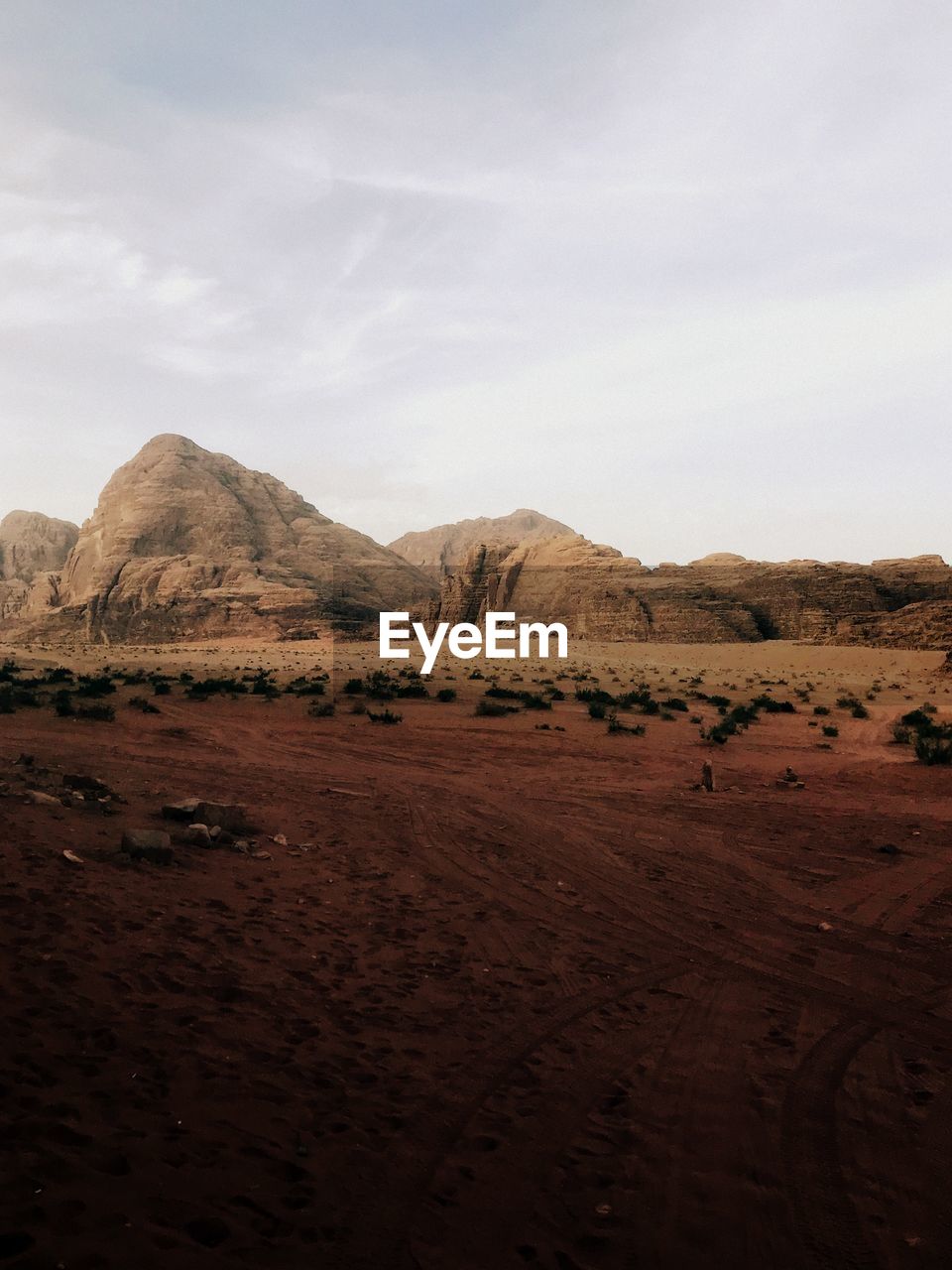 Scenic view of wadi rum desert against sky in jordan
