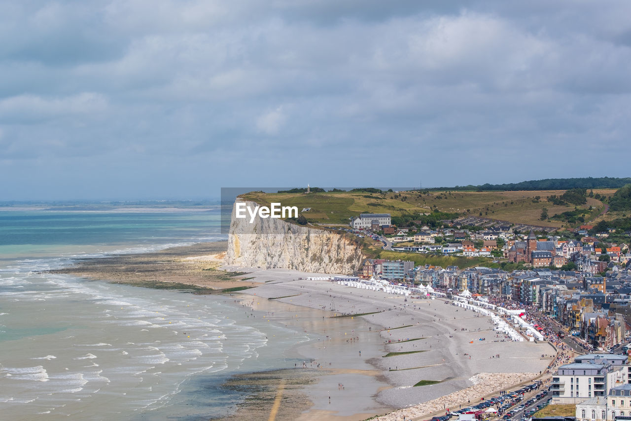 High angle view of beach against sky